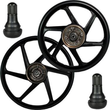 Imagem de Par de rodas de alumínio liga leve freio a tambor Pop100 Pop110 2007 e