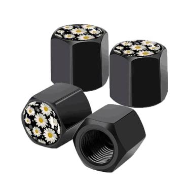 Imagem de Pacote com 4 tampas de haste de válvula de pneu, tampas de haste de roda de carro, tampas de válvula de ar de alumínio, ajuste universal para carros, SUVs, caminhões, bicicletas e motocicletas