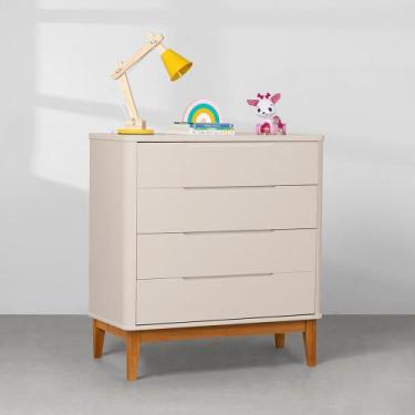 Imagem de Cômoda Boom 4 Gavetas com Pés Square Mel - Areia - Abra Casa