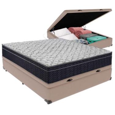 Imagem de Cama Box Baú Viúvo Bege + Colchão Airtech D45 D45 Ortobom