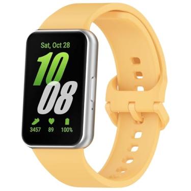 Imagem de Eiavike Pulseira esportiva de silicone para Samsung Galaxy Fit 3, pulseira de reposição ajustável para Galaxy Fit 3 SM-R390 feminino e masculino (amarelo)
