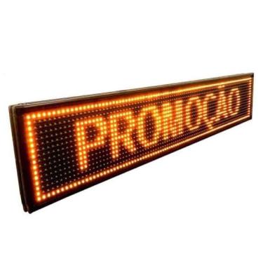 Imagem de Painel LED Laranja Letreiro Luminoso Digital 100x20 Alto Brilho USB