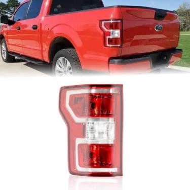 Imagem de Kqqio Luz traseira esquerda compatível com Ford F-150 2018-2020 substituição para JL3Z-13405-H FO2800265C Lente vermelha e plástico cromado #01