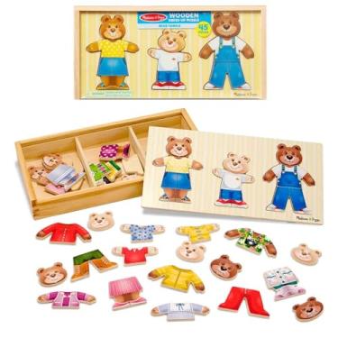 Imagem de SUNNY, Melissa & Doug, Quebra-Cabeça Infantil de Madeira, Tema Vestir Família Urso, Acima de 3 anos