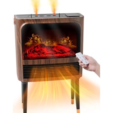 Imagem de FOFOJÔY Aquecedor De Lareira Elétrico Com Chama Realista 3D, Umidificador, Termostato, Proteção De Segurança, Controle Remoto, Temporizador, Aquecedor Elétrico De Ambiente, Aquecedor De Lareira Port