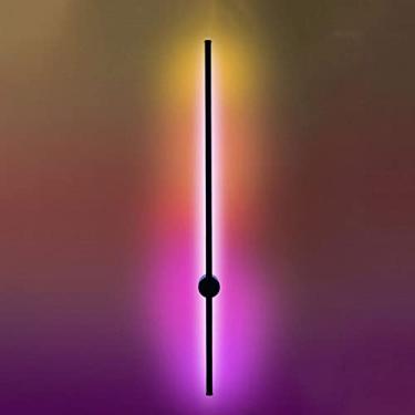 Imagem de Luminária de parede minimalista, arandela linear ajustável, luminária de parede RGB com controle remoto, luminária de parede LED para cabeceira de quarto, luminária de decoração para corredo