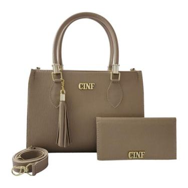 Imagem de Bolsa Feminina Média de Ombro + Carteira Kit Com 2 Peças - CINF, Amênd