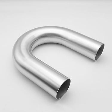 Imagem de AC PERFORMANCE Tubo intercooler intercooler de alumínio de 2" (51 mm) OD 180 graus, raio de 1,5D, distância de centro a centro 6,22" (158 mm), acabamento escovado