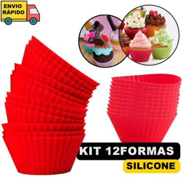 Imagem de Cupcake 12 Formas De Silicone Para Bolos Resistente Altas Temperatura 