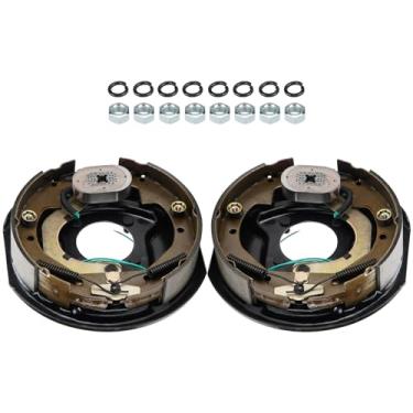 Imagem de Youxmoto Conjunto de freio elétrico de reboque de 25,4 cm x 6,3 cm (1 mão direita + 1 mão esquerda), montagem de 4 furos para kits de freio de eixos de reboque de 1,6 kg a 1,8 kg. 1 par