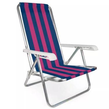 Imagem de Cadeira de Praia Reclinável Alumínio 4 Posição Cores Sortidas - 002103