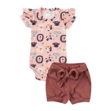 Imagem de Conjunto Body Canelado Curto Menina - Safari Conjuntinho - Ame Kids, P