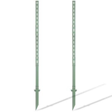 Imagem de 2 peças de postes de 1,8 m, estacas, postes de sinalização para uso externo, suporte de placa de estaca de metal resistente, para gramado, bar, estacionamento, garagem, evento, (verde)