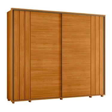 Imagem de Guarda-roupa Casal Dalí Ripado Com Escada 2 Portas 8 Gavetas - 7 Decor Cinamomo E Off White