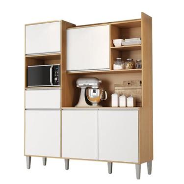 Imagem de Kit Cozinha Compacta 160cm com 5 Portas 1 Gaveta Isabel Amêndoa / Bran