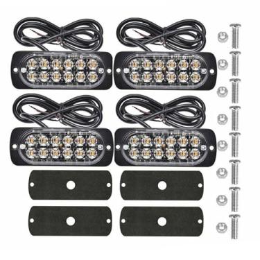 Imagem de CIADAZ 4 PCS 12 Strobe LED Luz Branca + Luz Amarela Farol de Perigo Piscando de Emergência Barras de Luz Marcador Lateral Sinal de Aviso Lâmpada Piscando de Caminhão de Reboque