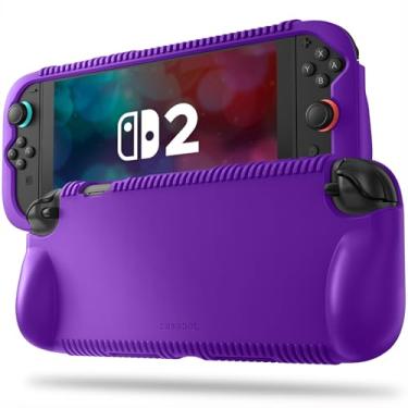 Imagem de Fintie Capa de silicone compatível com Nintendo Switch 2 (2025) - Capa protetora macia [antiderrapante] [à prova de choque] com slots de cartão de jogo e design ergonômico, capa de proteção contra