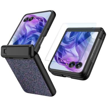 Imagem de Capa para Motorola Razr Ultra 2025 com protetor de tela integrado e proteção de dobradiça e suporte invisível, capa à prova de choque para Motorola Razr Ultra 2025 (preto)