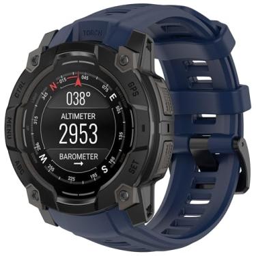 Imagem de Adequado para Garmin instinct 3 45 mm 50 mm pulseira de relógio mulheres e homens, pulseiras de substituição de silicone macio para smartwatch Garmin instinct 3 (azul-marinho, 45 mm)