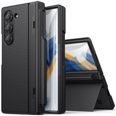 Imagem de BXYJY Capa para Samsung Galaxy Z Fold 6 com suporte para S Pen, protetor de tela, suporte e proteção de dobradiça, capa protetora de corpo inteiro de 360° para Samsung Z Fold 6, preta