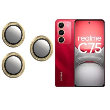 Imagem de Combo (02 PCS) Película Lente Câmera Lisa Para Realme C75 C75x (DOURADA)
