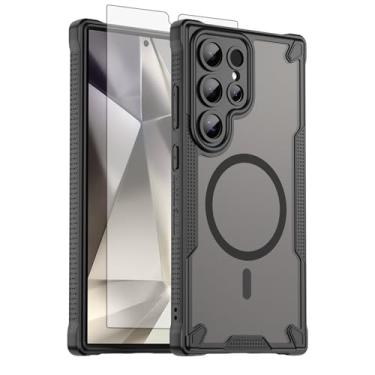 Imagem de Asuwish Capa de celular para Samsung Galaxy S24 Ultra 5G, compatível com Magsafe Magnetic, protetor de tela, capa protetora à prova de choque traseira fosca translúcida S24Ultra S 24 24Ultra Mulheres