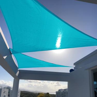 Imagem de SUNNY GUARD Guarda-Sol 13'X13'X13' Triângulo Azul Turquesa Bloqueador Uv Para Quintal, Deck, Pátio, Jardim, Atividades Ao Ar Livre E Instalações (Fazemos Tamanho Personalizado)