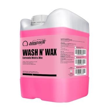 Imagem de Nanoskin Lavagem e cera WASH N' WAX com carnaúba 5 galões – Lavagem de carro e cera de carro limpa e brilha em um passo | Funciona com canhão de espuma, pistola de espuma, lavagens de balde, lavadora
