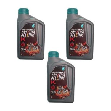 Imagem de Kit 3 Óleos Motor 15W40 Semissintético Selenia API SL 1 Litro - PETRON