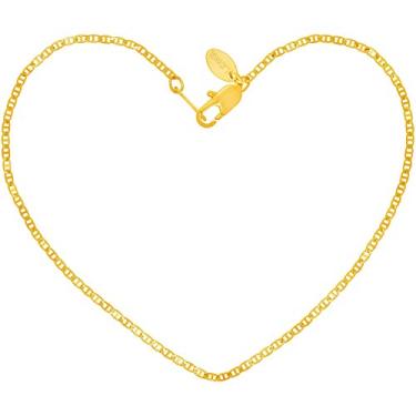 Imagem de Tornozeleira lisa mariner lisa de 1,4 mm para mulheres e meninas folheada a ouro 24 k de substituição gratuita vitalícia Dourado