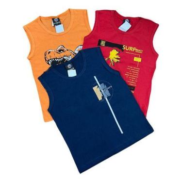 Imagem de Kit 3 Peças Camiseta Regata Infantil 1 Ao 8 Menino Promoçã - Maximus, 
