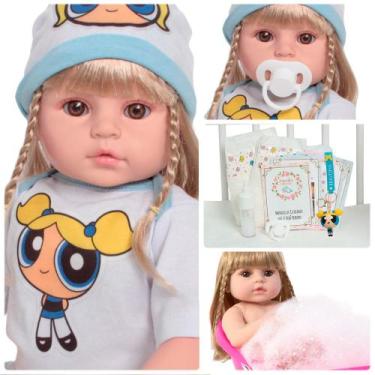 Imagem de Bebê Reborn Boneca Menina Loira Cabelo Longo Pode Dar Banho - Cegonha 