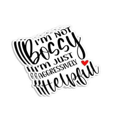 Imagem de (3 peças) Adesivo I'm Not Bossy I'm Just Aggressively Helpful Funny Sarcástico Provérbios Humorísticos Decoração Espaço de Trabalho Decalque de Vinil para Tumbler Laptop Kindle Garrafas de Água Livros
