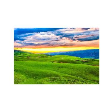 Imagem de Paisagens Pintura em Tela-sol nuvens pastagens-Arte Parede Natureza-Pôster Decoração Sala de Estar Banheiro 20x30cm Sem Moldura