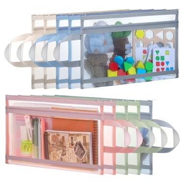 Imagem de Pacote com 10 bolsas de malha com zíper, bolsas reutilizáveis para crianças, organizador de armazenamento Lego, armazenamento e organização de brinquedos de nylon de camada dupla (tamanho A4