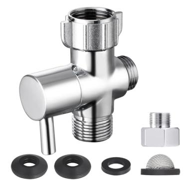 Imagem de Adaptador Bidê T com válvula de corte, válvula T de metal para bidê 7/20.3 cm x 7/20.3 cm X 1/5.1 cm ou 3/20.3 cm, acessório de bidê de conector T para spray de vaso sanitário portátil
