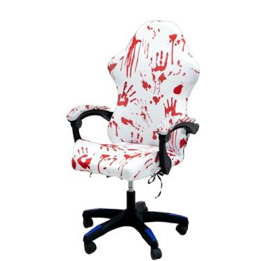 Imagem de ACOFRR Capas para cadeira de jogos, capas elásticas removíveis laváveis para computador reclináveis para cadeira de jogos com capa para apoio de braço (sem cadeiras) (branco com estampa de dia das