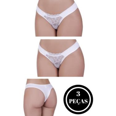 Imagem de Kit 3 Calcinha Renda -c4 KIT 3 BELA - BELLA DA SERRA MODAS, Branco, GG