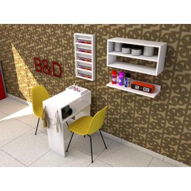 Imagem de Mesa para Manicure 4 peças com Expositor, Nicho e Prateleira - B&D Art