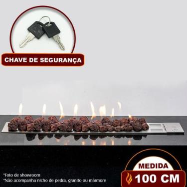 Imagem de Lareira a Gás Império 100cm - Aço Inox - Fogo & Art, Com chave de segu