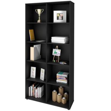 Imagem de Estante Multiuso com 10 Nichos Clean 187x90 Preto - Lyam Decor