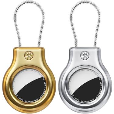 Imagem de Ljusmicker Suporte de metal para Airtag com trava segura, chaveiro impermeável para AirTags, pacote com 2, acessórios de capa de airtag para localizador de itens GPS, bagagem, bolsa, chave, animal de