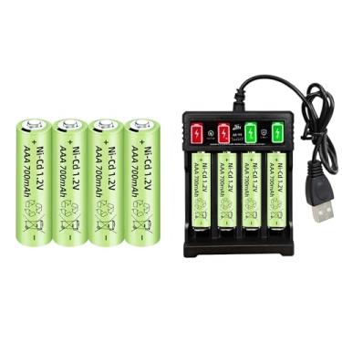 Imagem de sea jump 8 peças 1,2V 700mAh Ni Cd AAA bateria recarregável com carregador USB para microfones sem fio, brinquedos elétricos, mouses remotos, calculadoras, lâminas, teclados, eletrodomésticos, lâmpada