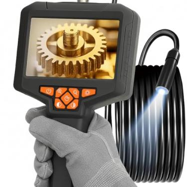 Imagem de Boroscópio, câmera endoscópica de 4,3 polegadas com luz, tela HD 1080, boroscópio IP67 impermeável, câmera de escopo de tubo de drenagem com cabo semirrígido de 5 metros, câmera de boroscópio com luz,