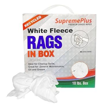 Imagem de SupremePlus Caixa de panos comprimidos de lã branca reciclada de 4,5 kg - Panos de limpeza ultra macios e absorventes para óleo, graxa, poeira e limpeza geral - Compre panos para garagem, oficina e