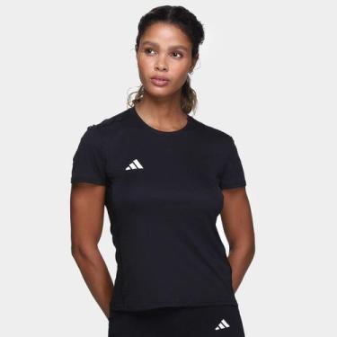 Imagem de Camiseta Adidas Adizero Essential Feminina, Preto, Branco, P