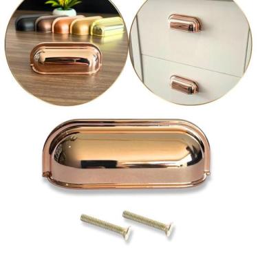 Imagem de 1 Puxador Modelo Concha Quadrado Premium 30mm - Compras Fáceis, ROSE