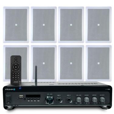 Imagem de Kit 8 Arandelas Jbl de Embutir Teto Som Ambiente Apartamento + Amplifi