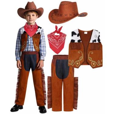 Imagem de Fantasia Sicypoty Kids Cowboy para meninos, rodeio, festa de Halloween