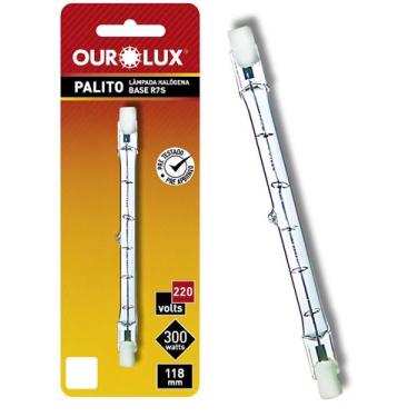 Imagem de Lâmpada Halógena Palito 300w Base R7s 220v 118mm Ourolux Cor da Luz Br